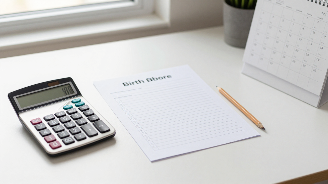A calculator input setup with a birth-date worksheet and pencil